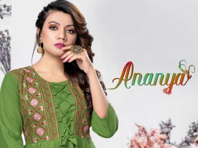 Ananya By Beauty Queen Embroidery Fancy Rayon Kurti Collection